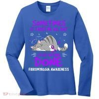 Fibromyalgia Awareness Cat Ribbon Gift Women's Long Sleeve Shirt thumb 0
