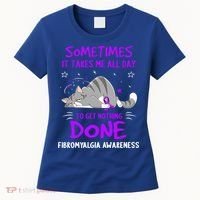 Fibromyalgia Awareness Cat Ribbon Gift Women's T-Shirt thumb 0