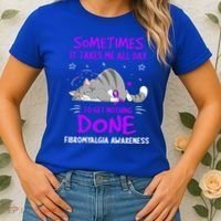 Fibromyalgia Awareness Cat Ribbon Gift Women's T-Shirt thumb 2