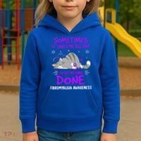 Fibromyalgia Awareness Cat Ribbon Gift Kids Hoodie thumb 3