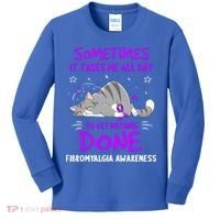 Fibromyalgia Awareness Cat Ribbon Gift Kids Long Sleeve Shirt thumb 0