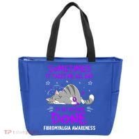 Fibromyalgia Awareness Cat Ribbon Gift Tote Bag thumb 0