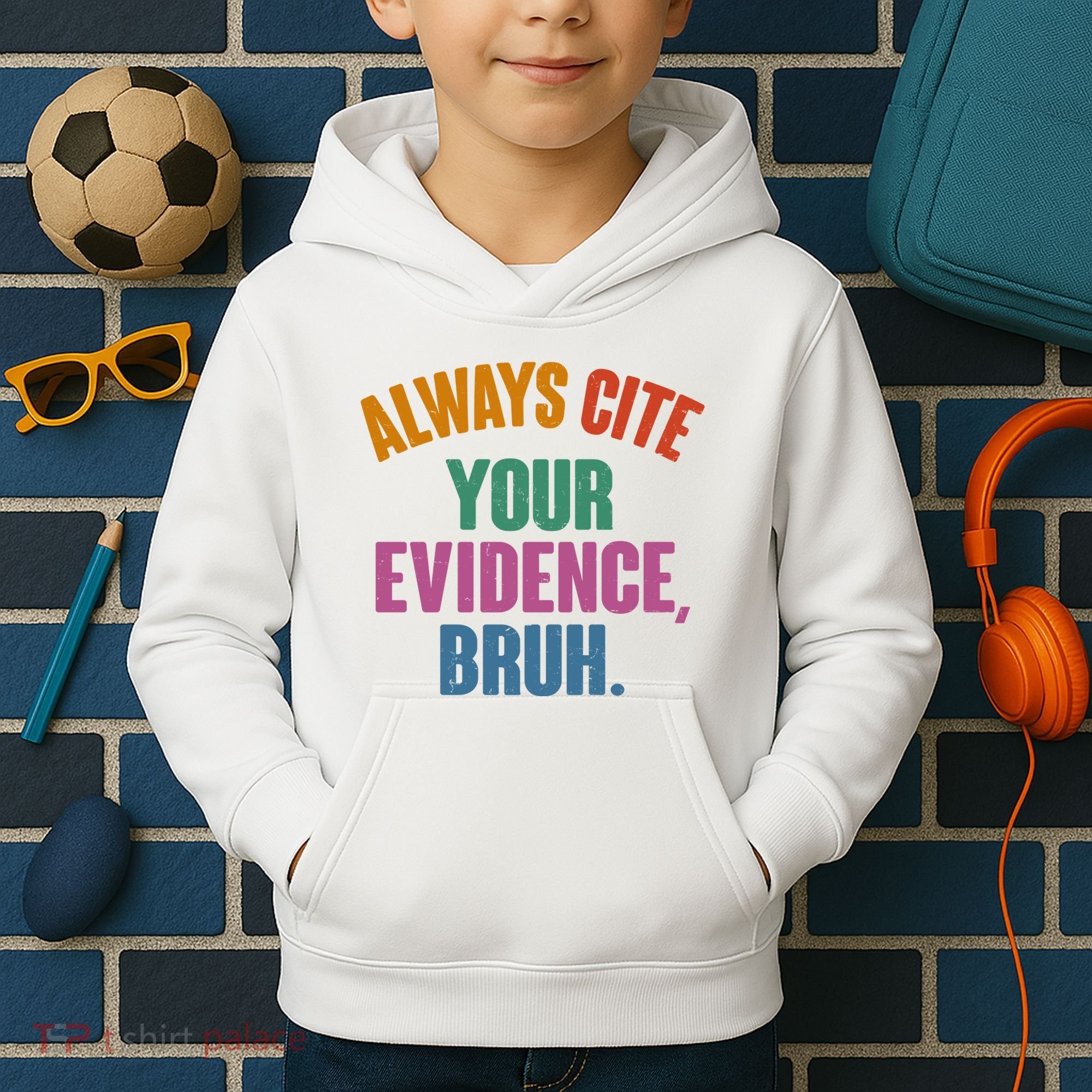Funny Always Cite Your Evidence Bruh Kids Hoodie