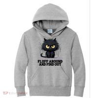 Funny Angry Cat Fluff Around And Find Out Cute Gift Kids Hoodie thumb 0