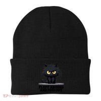 Funny Angry Cat Fluff Around And Find Out Cute Gift Beanie thumb 0