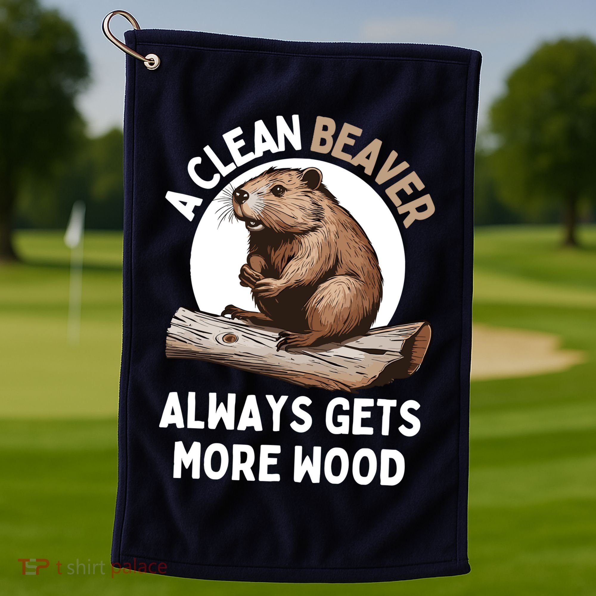 Funny A Clean Beaver Always Gets More Wood Beaver Lover Golf Towel