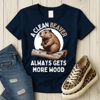 Funny A Clean Beaver Always Gets More Wood Beaver Lover Women's T-Shirt thumb 3