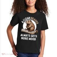 Funny A Clean Beaver Always Gets More Wood Beaver Lover Kids T-Shirt thumb 2