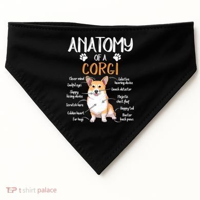 Funny Anatomy Corgi Dog Lover Gift USA-Made Doggie Bandana