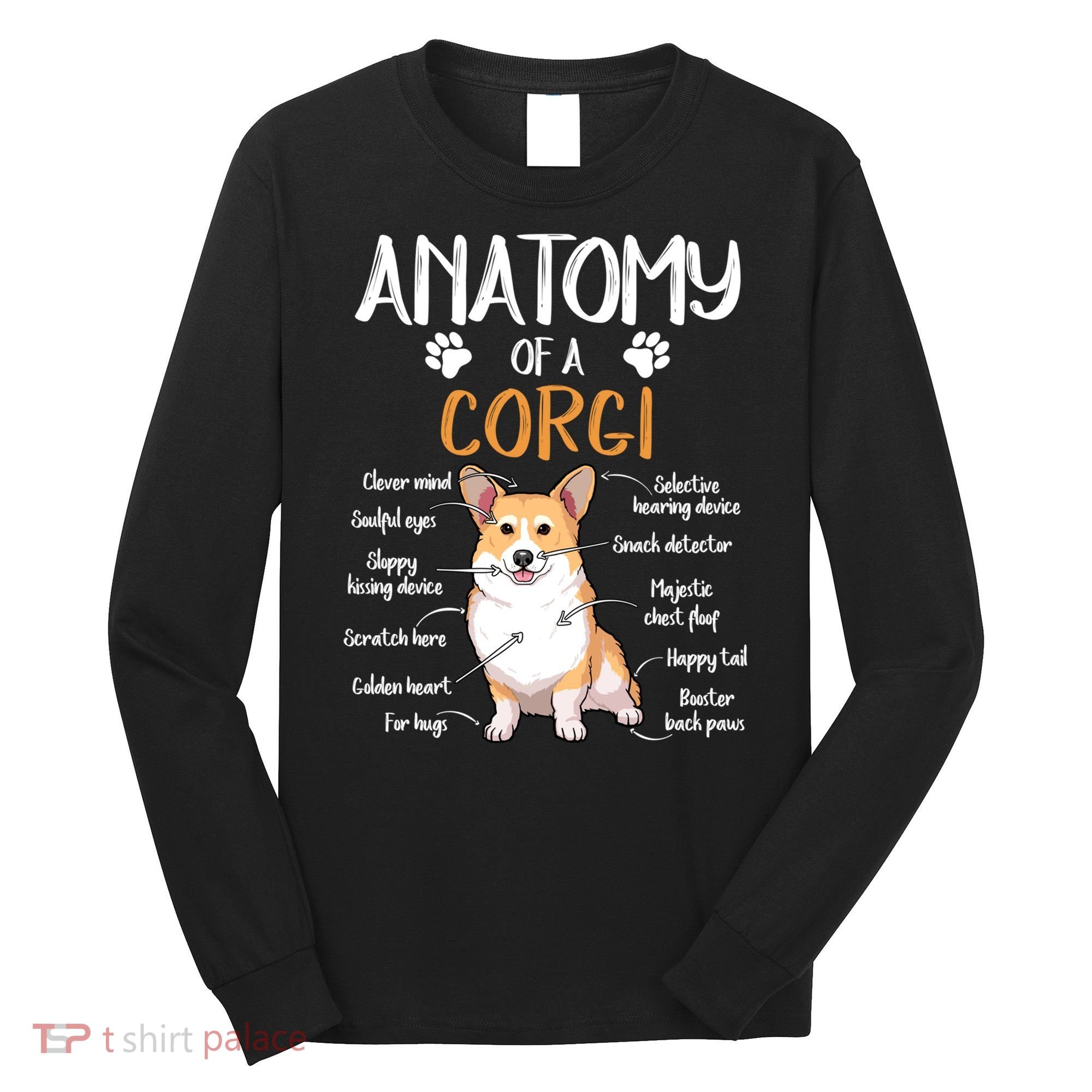 Funny Anatomy Corgi Dog Lover Gift Long Sleeve Shirt