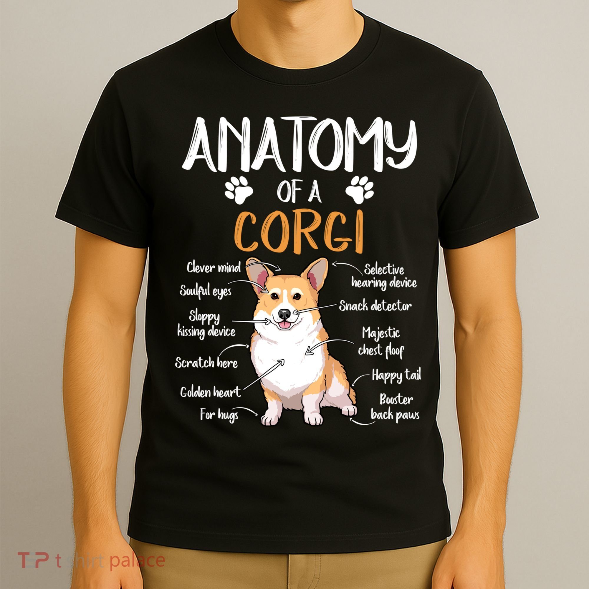 Funny Anatomy Corgi Dog Lover Gift T-Shirt