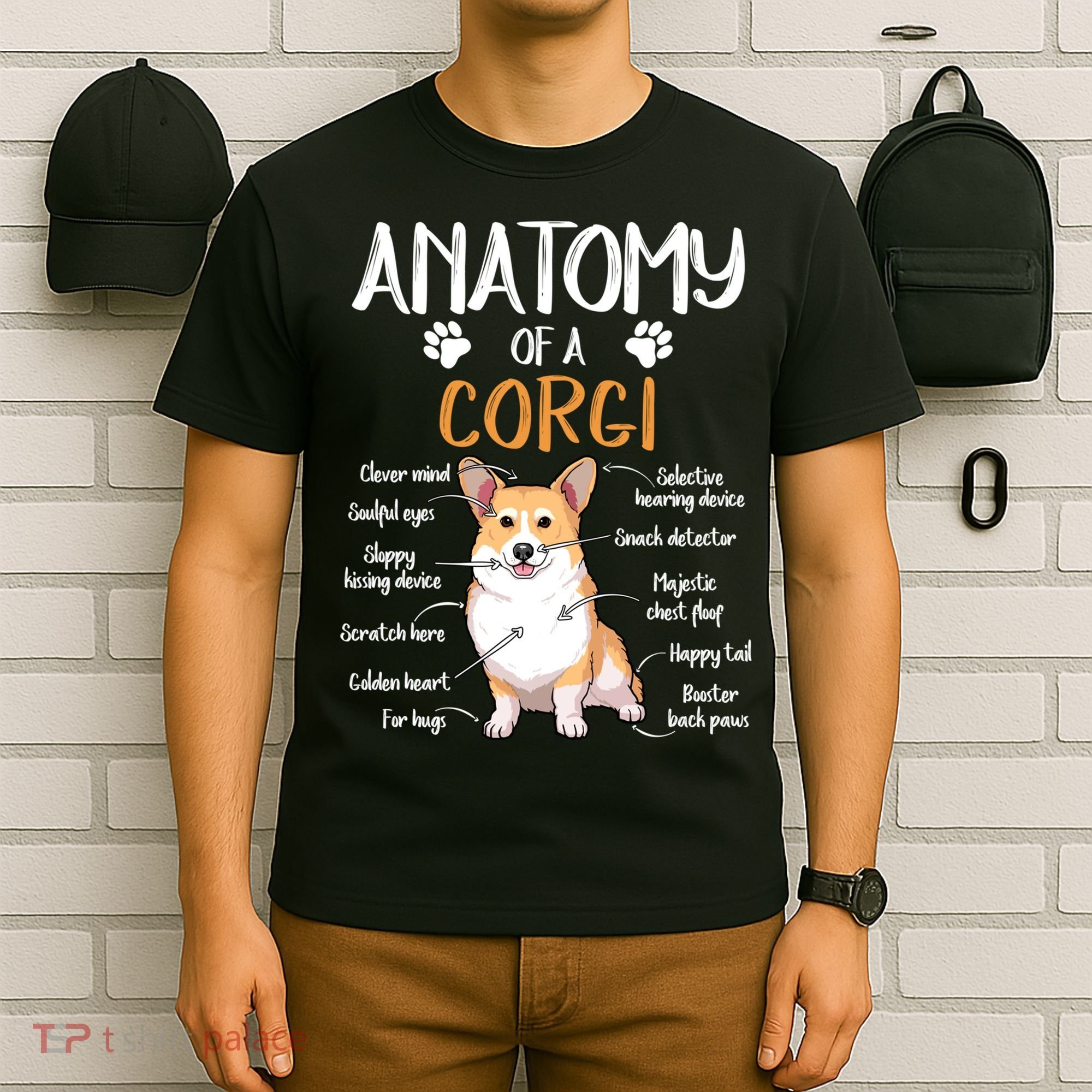 Funny Anatomy Corgi Dog Lover Gift T-Shirt