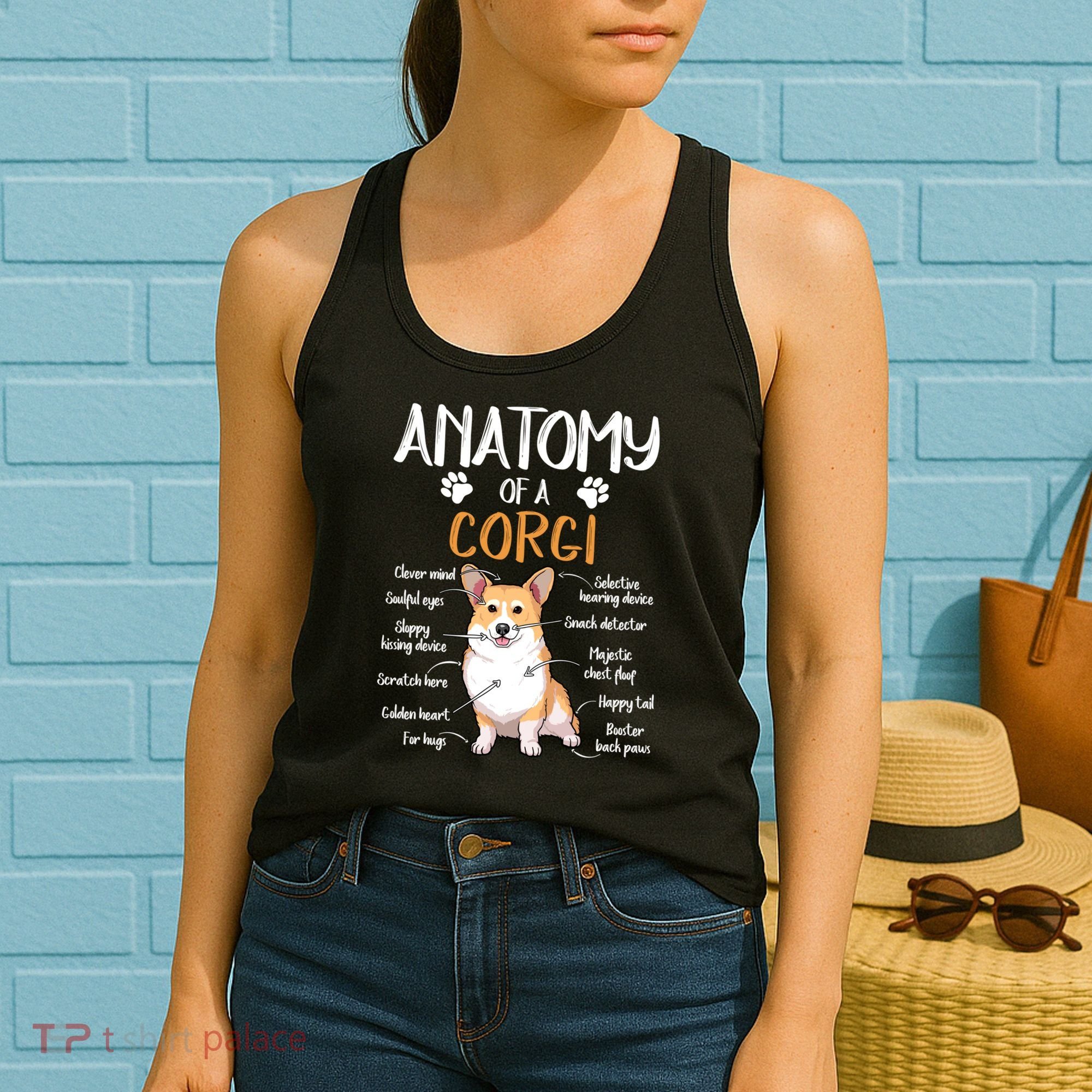 Funny Anatomy Corgi Dog Lover Gift Women's Tank Top