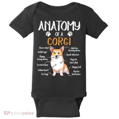Funny Anatomy Corgi Dog Lover Gift Baby Bodysuit