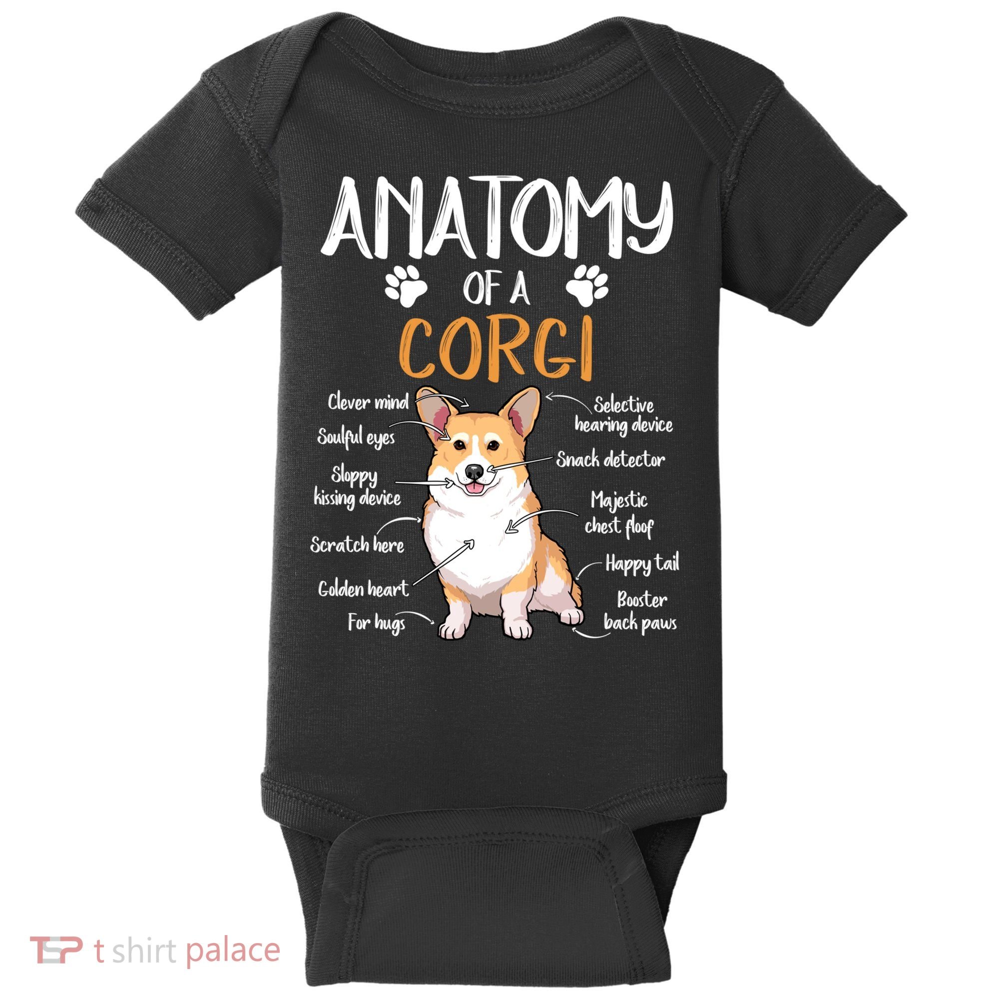 Funny Anatomy Corgi Dog Lover Gift Baby Bodysuit