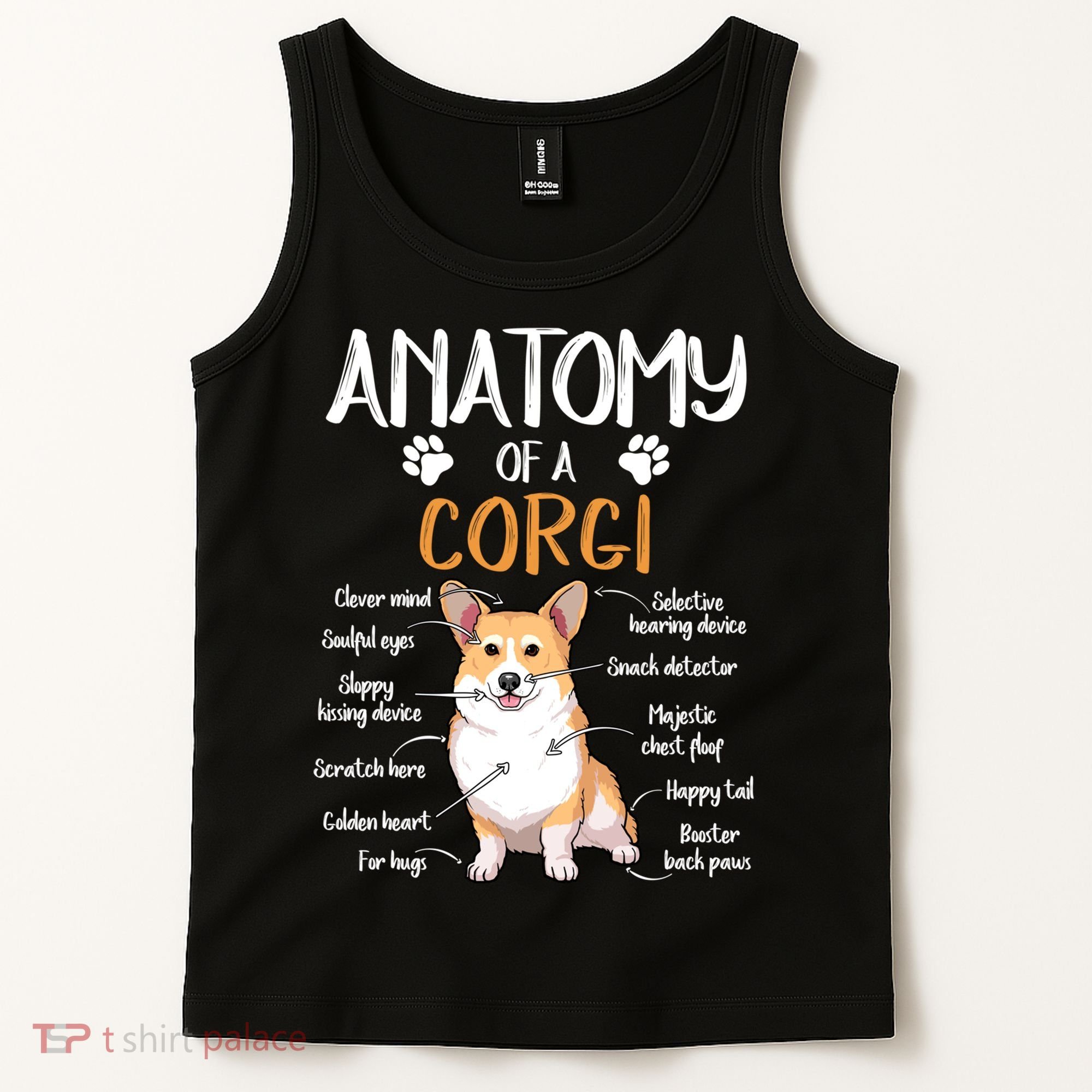 Funny Anatomy Corgi Dog Lover Gift Tank Top