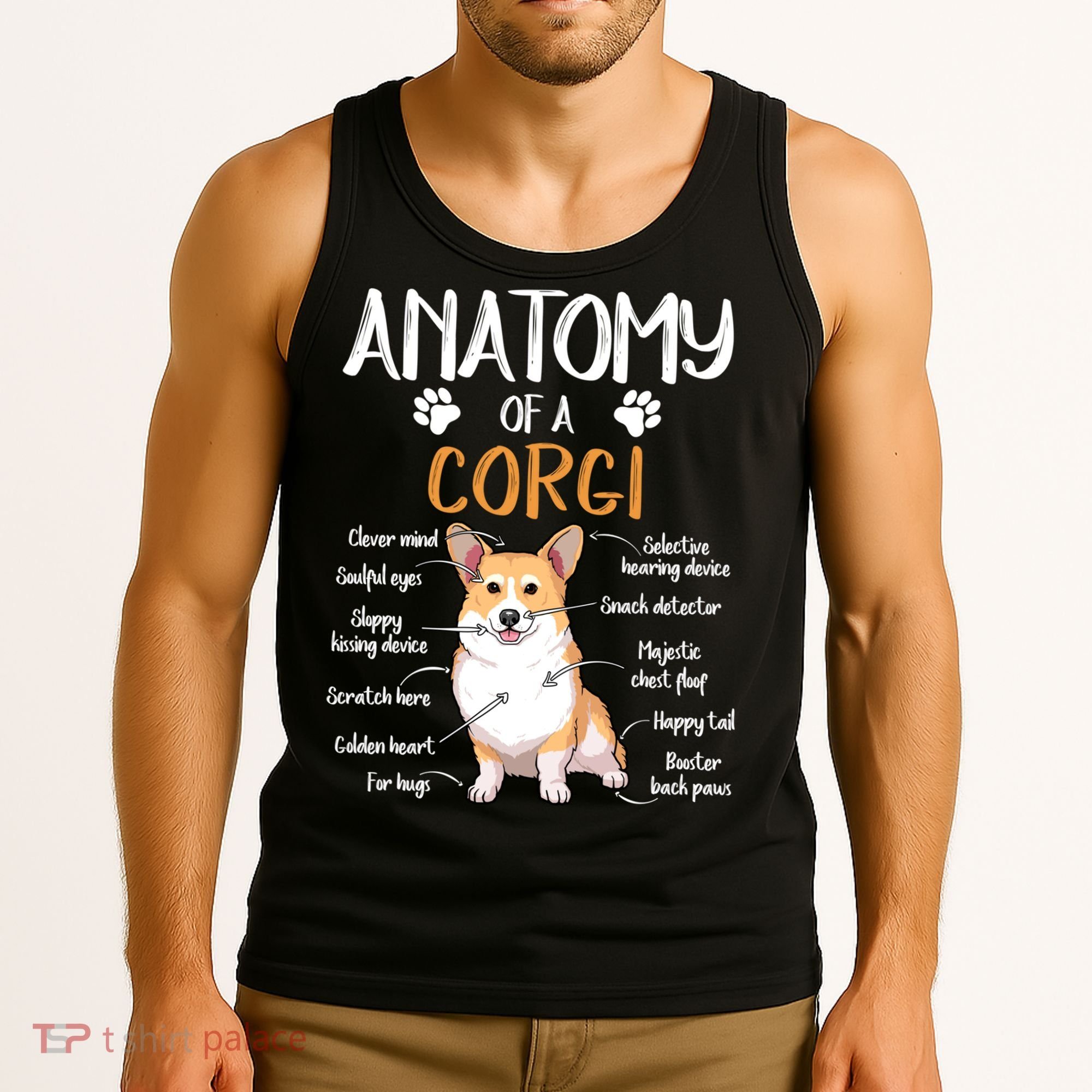 Funny Anatomy Corgi Dog Lover Gift Tank Top