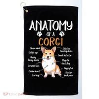 Funny Anatomy Corgi Dog Lover Gift Golf Towel thumb 0