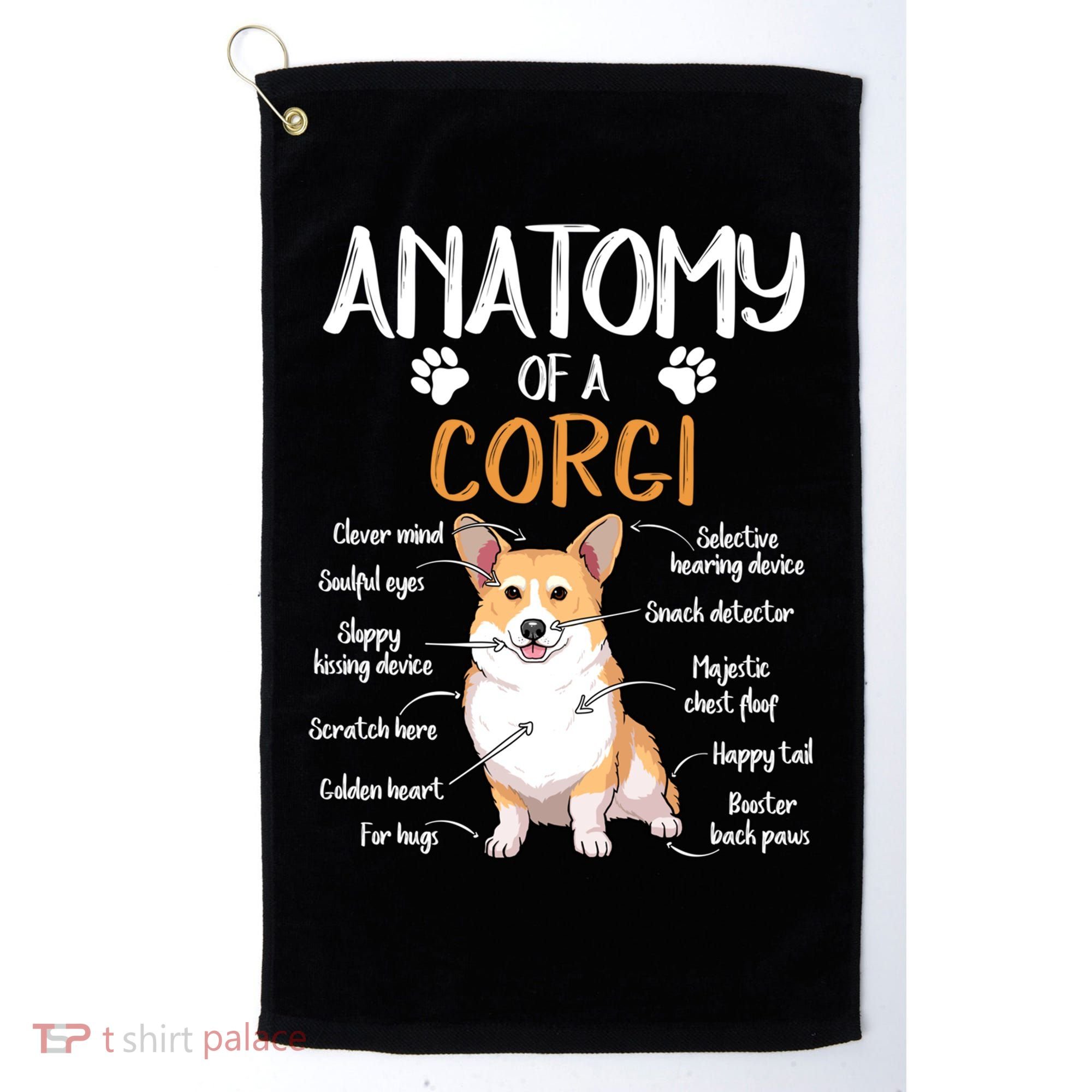 Funny Anatomy Corgi Dog Lover Gift Golf Towel