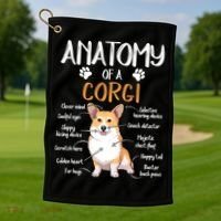 Funny Anatomy Corgi Dog Lover Gift Golf Towel thumb 1