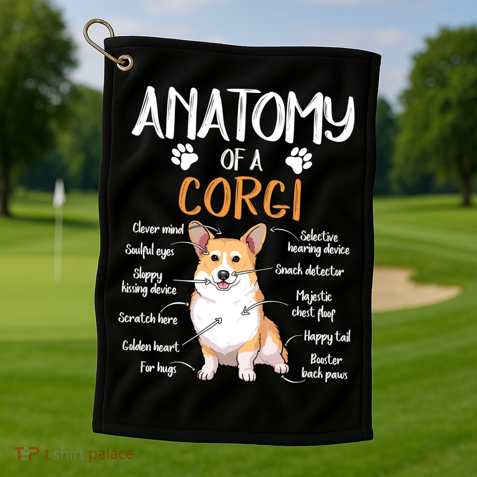 Funny Anatomy Corgi Dog Lover Gift Golf Towel