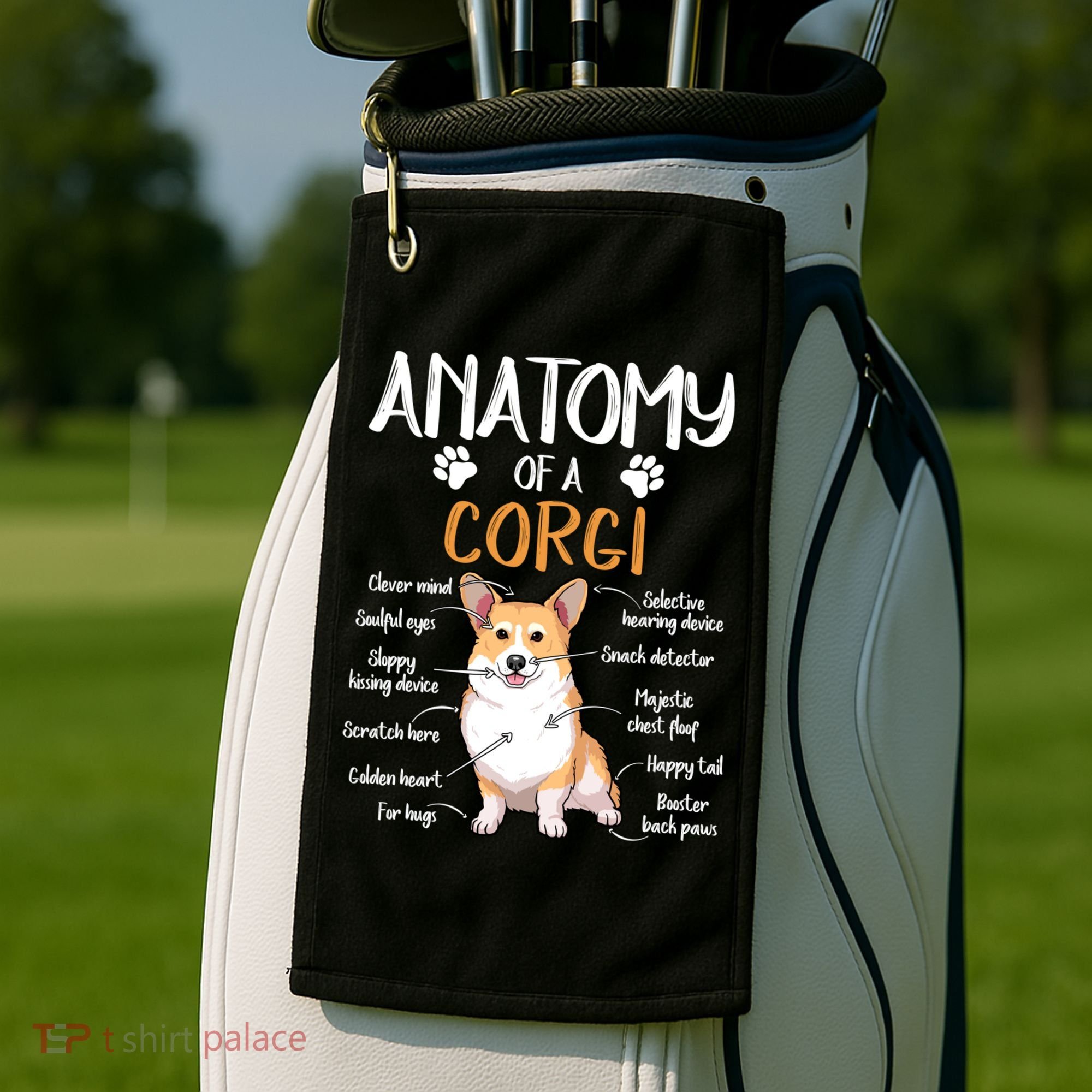 Funny Anatomy Corgi Dog Lover Gift Golf Towel