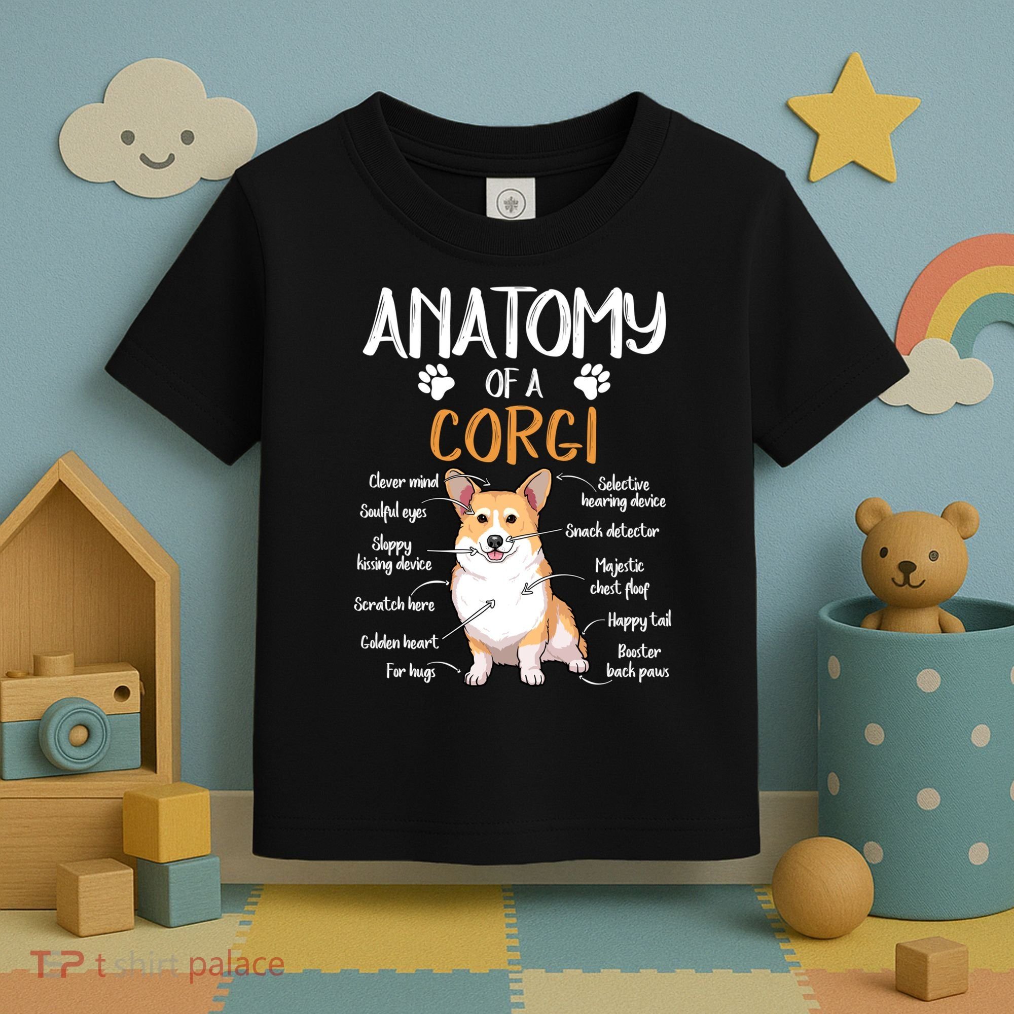 Funny Anatomy Corgi Dog Lover Gift Toddler T-Shirt