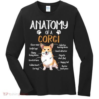 Funny Anatomy Corgi Dog Lover Gift Women's Long Sleeve Shirt