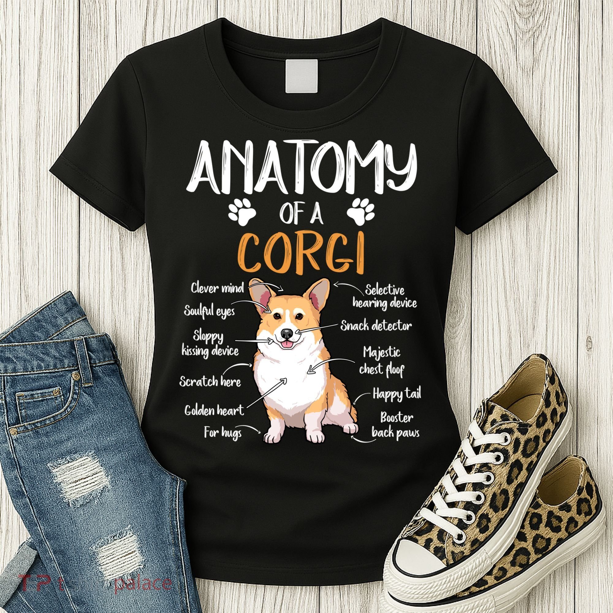 Funny Anatomy Corgi Dog Lover Gift Women's T-Shirt