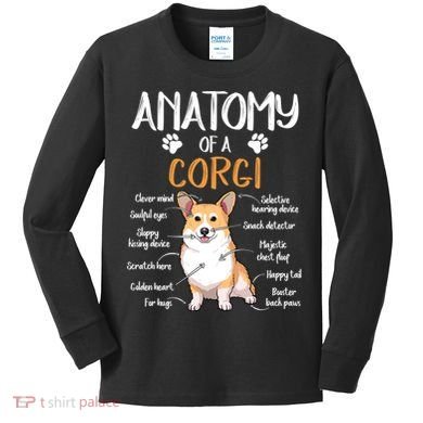 Funny Anatomy Corgi Dog Lover Gift Kids Long Sleeve Shirt