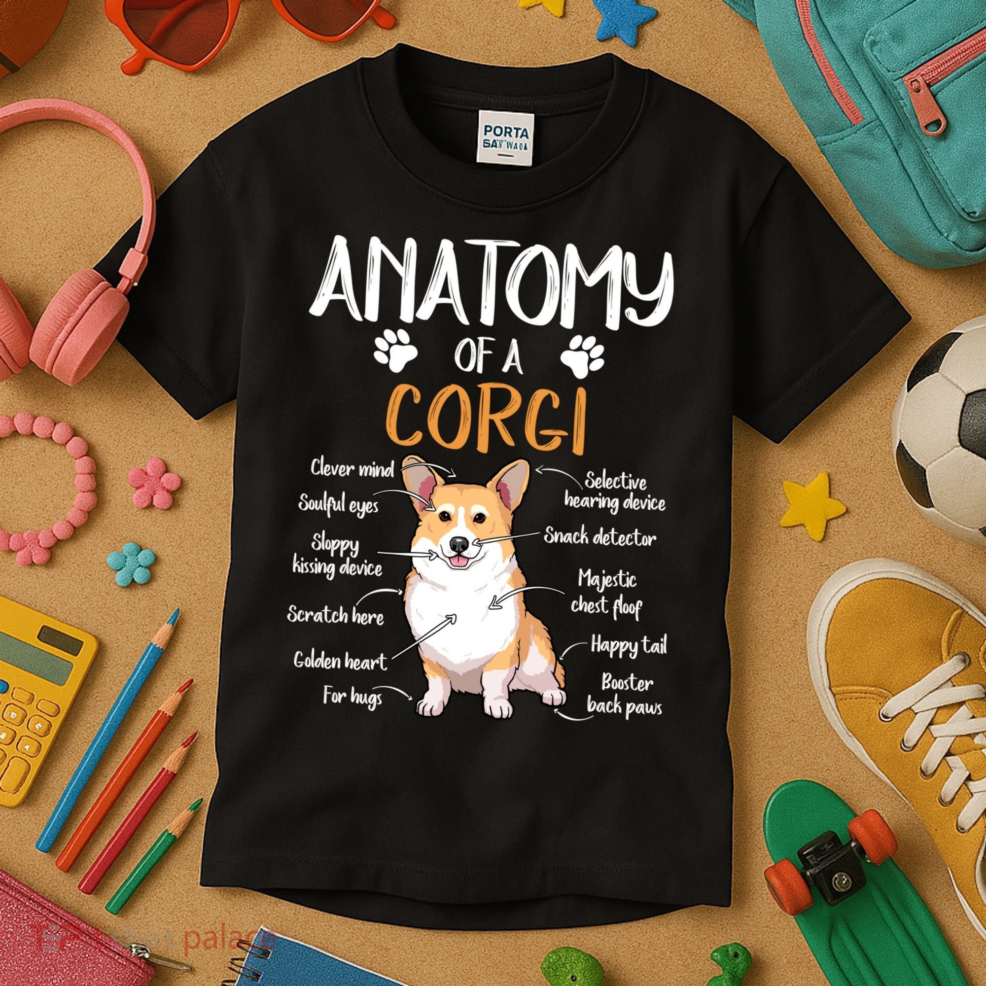 Funny Anatomy Corgi Dog Lover Gift Kids T-Shirt