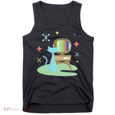 Funny Atomic Cat Watching Retro Television With Vintage Vib Tank Top