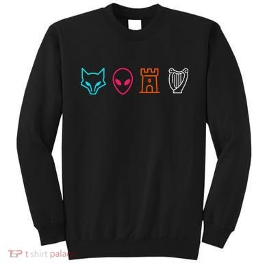 Fox Alien Castle Harp Mystic Icons Emblem Sweatshirt