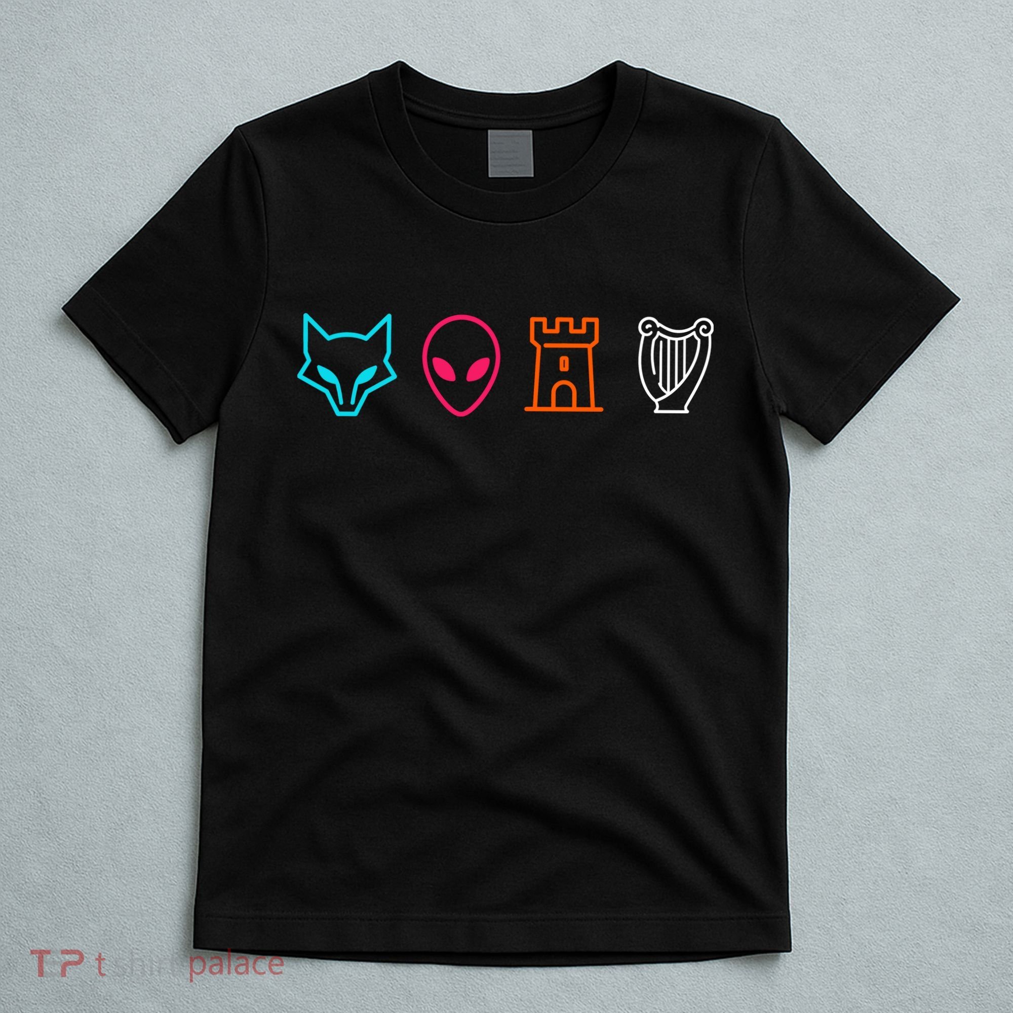 Fox Alien Castle Harp Mystic Icons Emblem T-Shirt