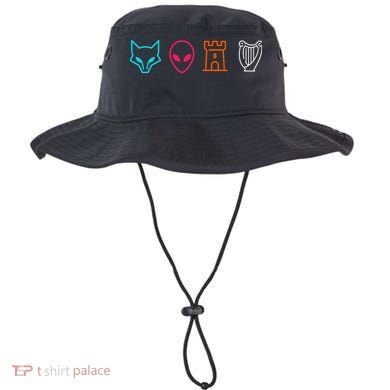 Fox Alien Castle Harp Mystic Icons Emblem Bucket Hat