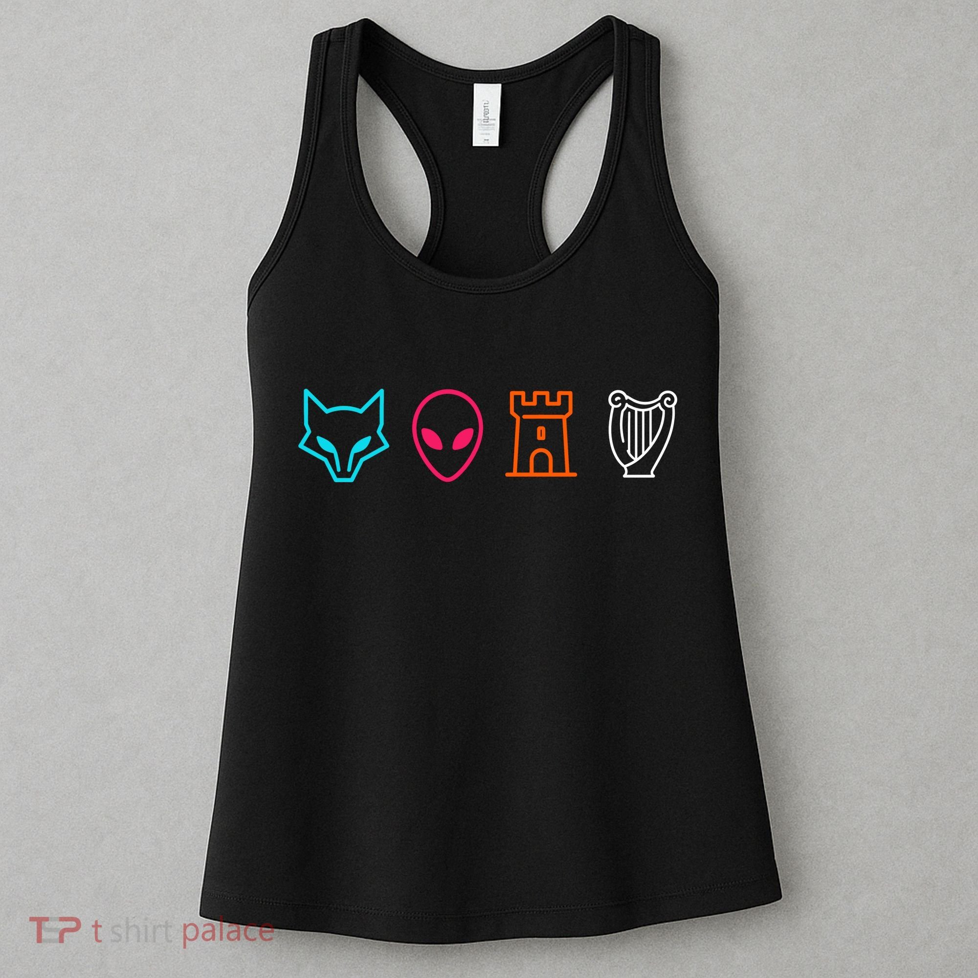 Fox Alien Castle Harp Mystic Icons Emblem Women's Tank Top