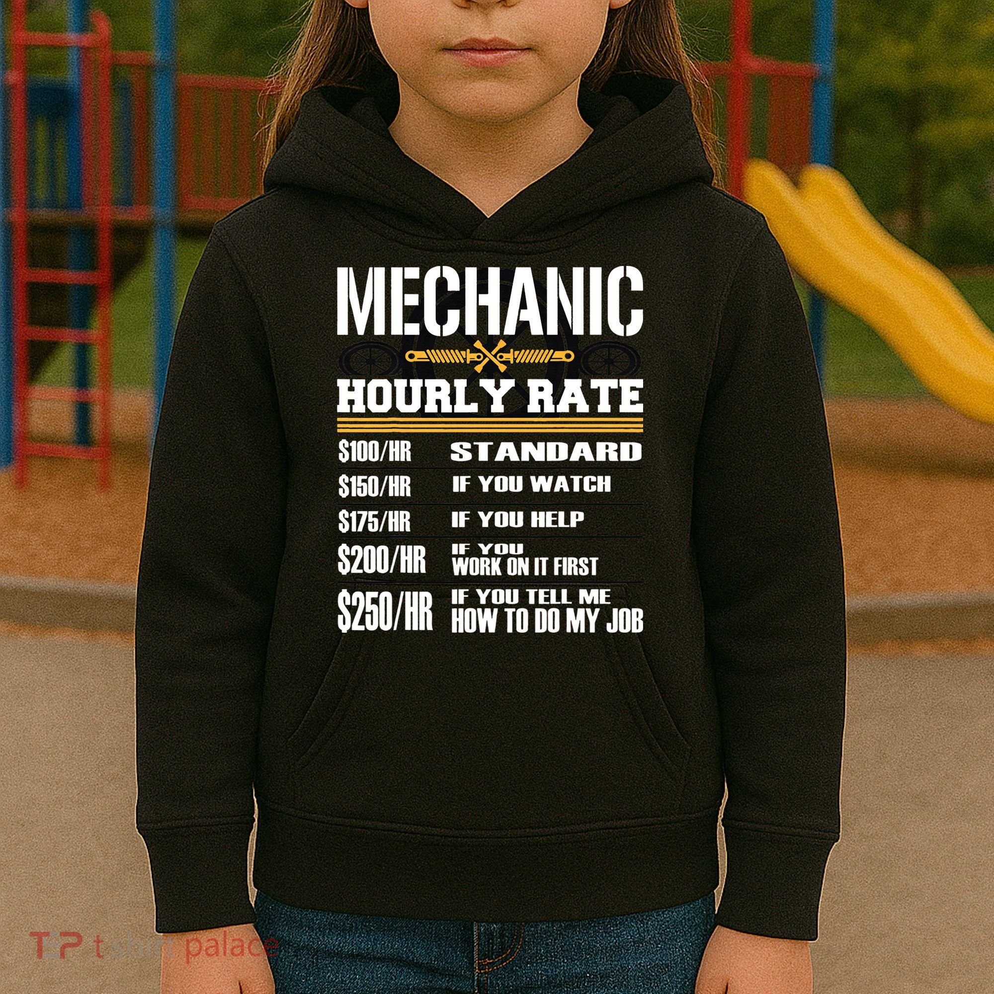Funny Auto Car Mechanic Hourly Rate Best Gift Idea Kids Hoodie