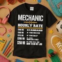 Funny Auto Car Mechanic Hourly Rate Best Gift Idea Kids T-Shirt thumb 3