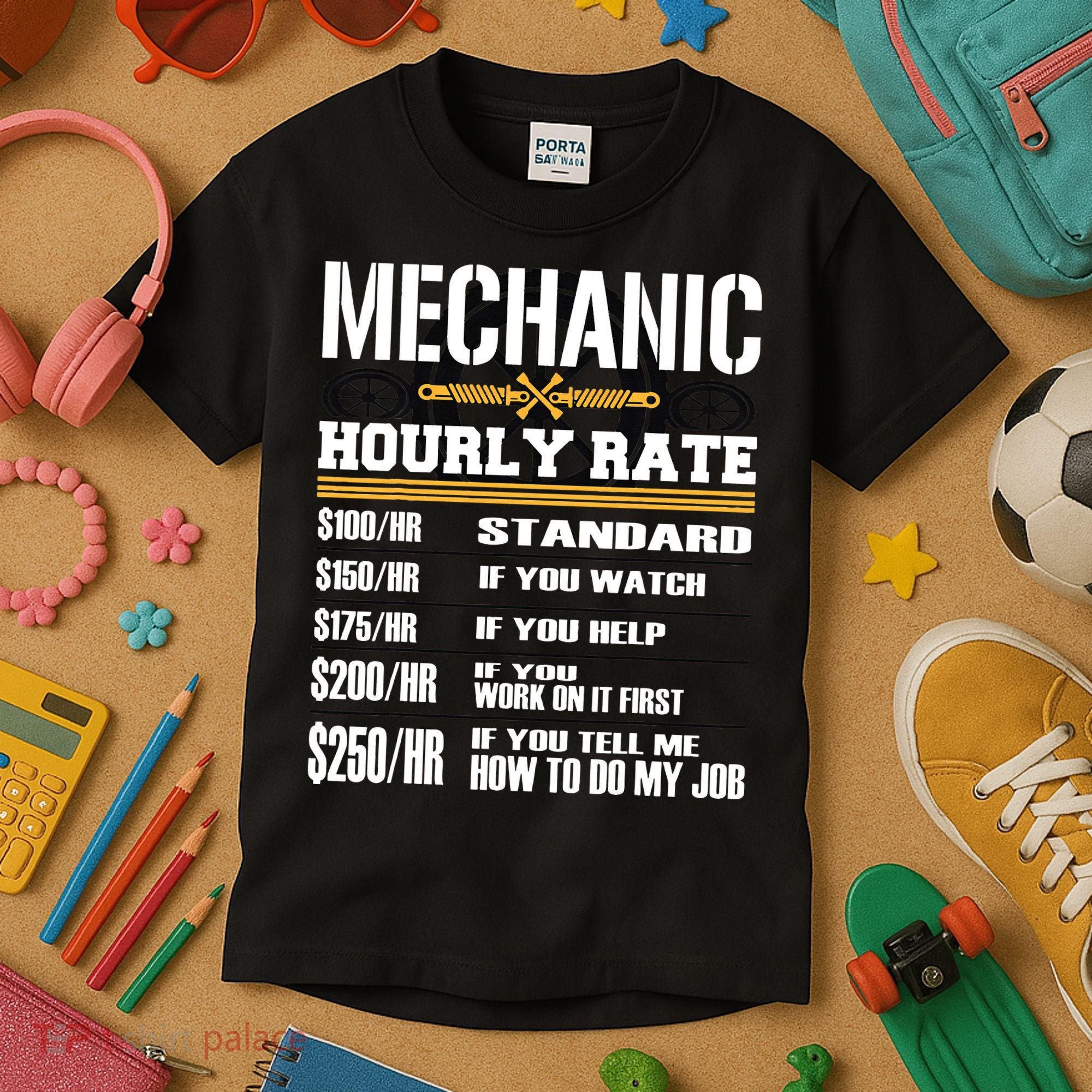 Funny Auto Car Mechanic Hourly Rate Best Gift Idea Kids T-Shirt