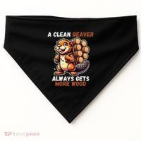 Funny A Clean Beaver Always Gets More Wood USA-Made Doggie Bandana thumb 0
