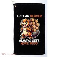 Funny A Clean Beaver Always Gets More Wood Golf Towel thumb 0