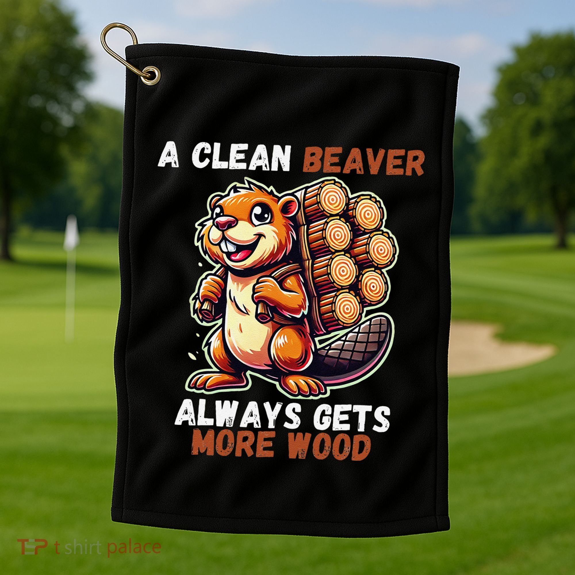 Funny A Clean Beaver Always Gets More Wood Golf Towel