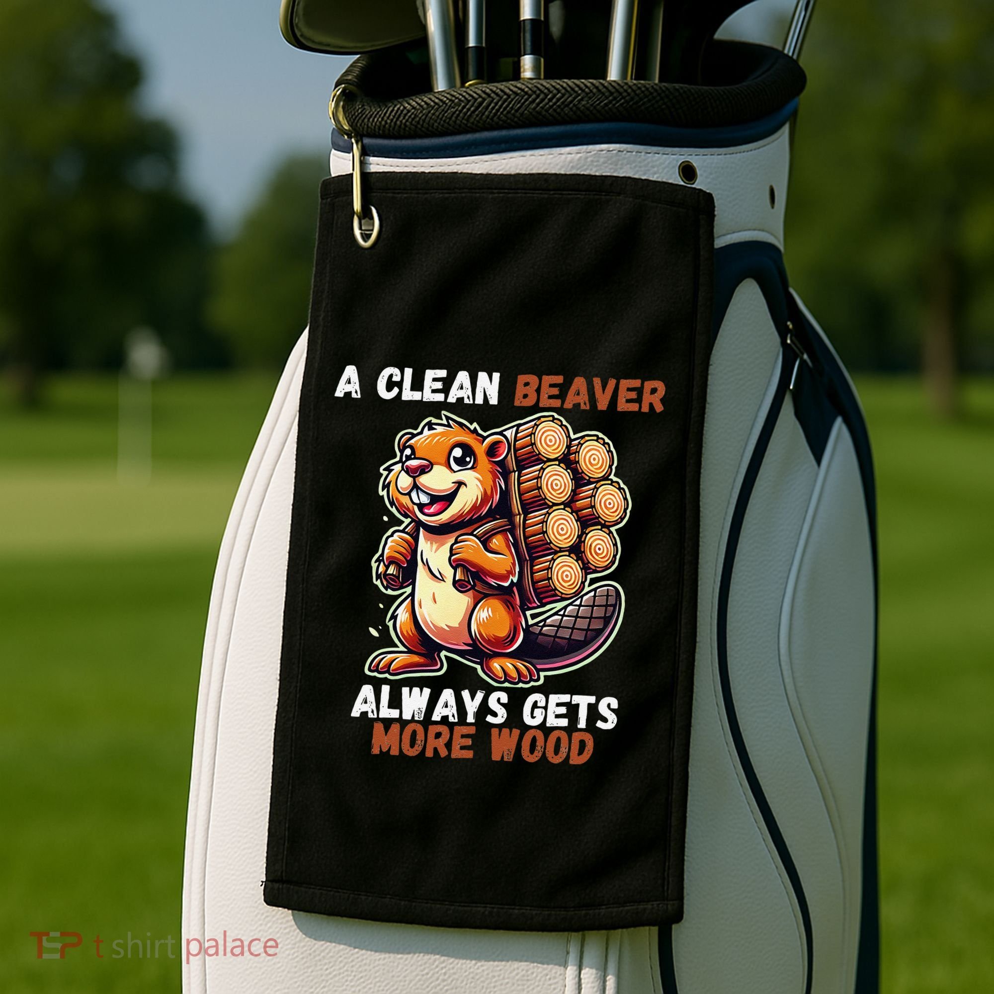 Funny A Clean Beaver Always Gets More Wood Golf Towel
