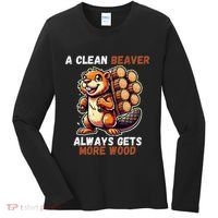 Funny A Clean Beaver Always Gets More Wood Women's Long Sleeve Shirt thumb 0