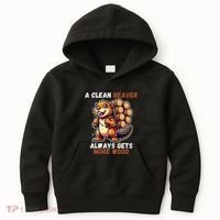 Funny A Clean Beaver Always Gets More Wood Kids Hoodie thumb 0
