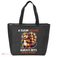 Funny A Clean Beaver Always Gets More Wood Tote Bag thumb 0