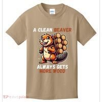 Funny A Clean Beaver Always Gets More Wood Kids T-Shirt thumb 0
