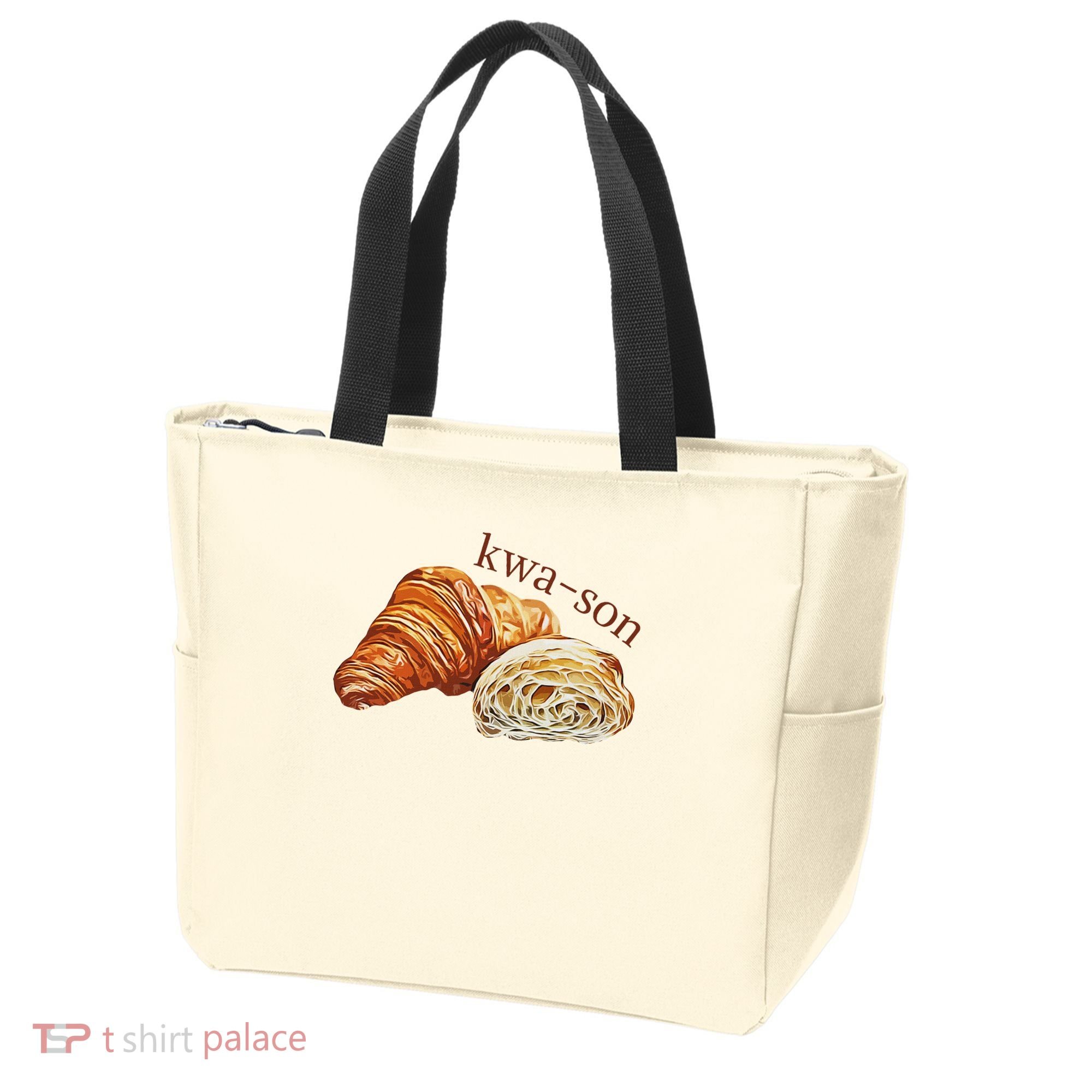 French Accents Croissant Lover Kwa Son Cute Funny Cotton Polyeste Tote Bag