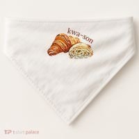 French Accents Croissant Lover Kwa Son Cute Funny Cotton Polyeste USA-Made Doggie Bandana thumb 0