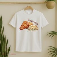 French Accents Croissant Lover Kwa Son Cute Funny Cotton Polyeste T-Shirt thumb 2